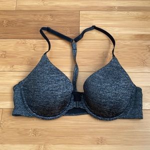 Victoria’s Secret 34B racerback semi demi bra heathered black/grey